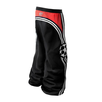 Casual American Street Retro Print Side Stripes Spliced Letter Hip-hop Plush Loose Sweatpants Drawstring Sports Vintage Pants