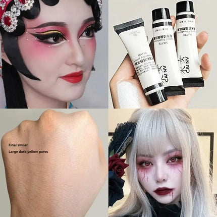 Professional White Face Foundation Matte Light White Blending Pure White Brightening Makeup For Cosplay Gothic Makeup Foundation