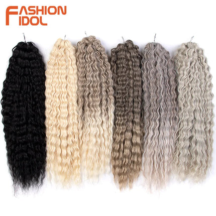 22 inch Curl Hair 300g/3pcs Water Wave Twist Crochet Hair Synthetic Braid Hair Ombre Blonde Deep Wave Braiding Hair Extensions