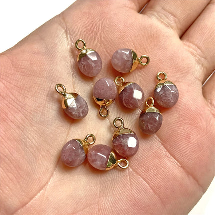 5pcs 6x10MM Faceted Natural Stone Oval Pendant Charm Pendant for DIY Jewelry Making Necklace Earrings Gem Accessory Wholesale