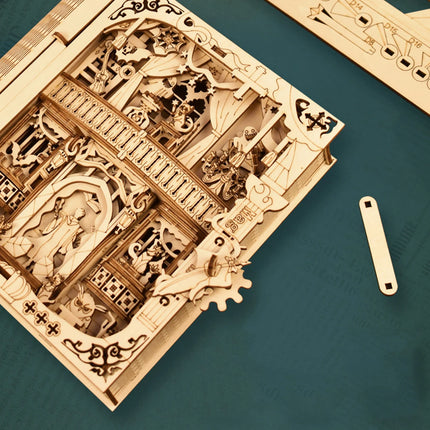 Wooden Puzzle Magic Book Model, Solid Wood DIY Handmade 3D Puzzle, Suitable for Desktop Decoration, Holiday Birthday Gift
