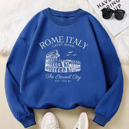 Colosseum Rome Italy Print Woman Sweatshirt Casual Crewneck Sportswear Y2K Loose Multicolor Pullover All-Match Fleece Clothing