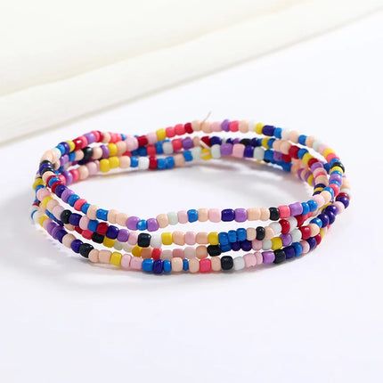 Women New Simple Fashion Hand Beaded Chain Glass Beaded Body Chain All-match Color Elastic Waist Chain BD7052