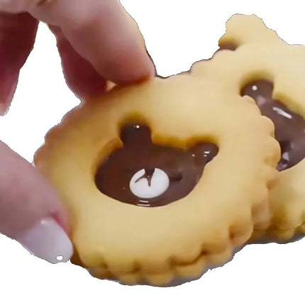 Bear Jam Sandwich Cookie Cutter 3D Pressable Fondant Stamp  Teddy Bear Biscuit Mold for Baking & Cake Decoration Supplies