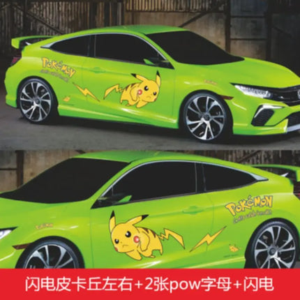 popular anime Pokemon cute Pikachu car sticker Scratch obstruction waterproof Cartoon creative car door decal sticker