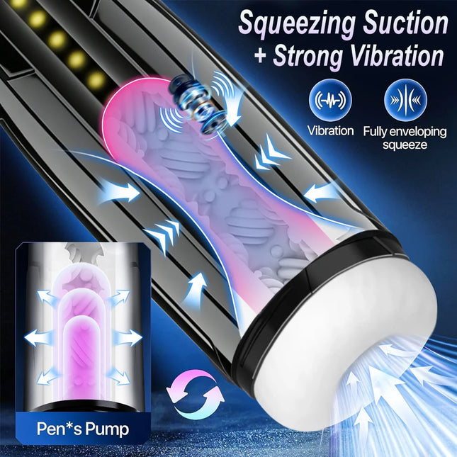 Automatic Male Masturbator Cup Vibrating Telescopic Sucking Pocket Pussy Blowjob Masturbation Sex Toy For Men Adult Supplies