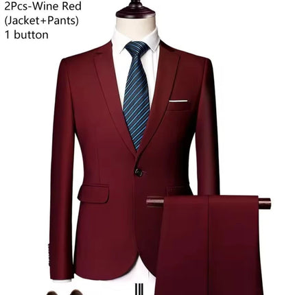 Suits For Men Wedding 2 Pieces Set Elegant Jackets Pants  Blazers Slim Fit Formal Outfit Fashion Business Classic 2025 Costume