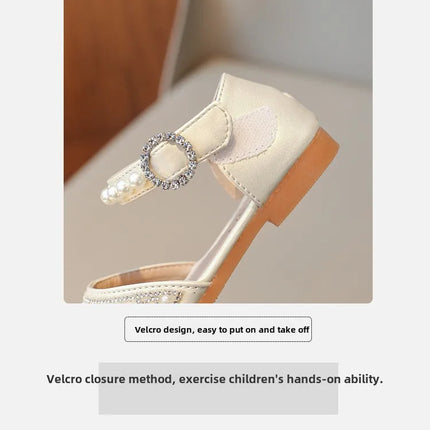 Girls LeatherShoesChildren's Crystal Shoes 2025Spring Summer New Little Girls Princess Shoes Fashion Shiny RhinestoneDance Shoes