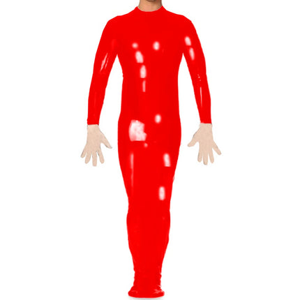 PVC latex bondage bag Catsuit adults patent leather jumpsuit Vinyl Bodysuit Faux leather Erotic Tight Gay Wear