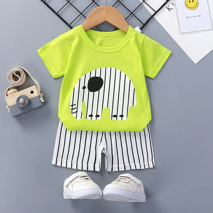 Boutique Clothing New Children's Short-sleeved Shorts Suit Summer Baby Boys Girls T-shirt Two-piece Set 0-1-2-3-4 Years Old