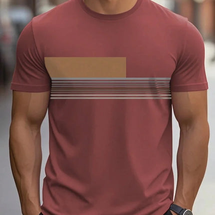 Summer men's casual sports loose oversized simple letter pattern printed round neck short sleeved T-shirt top