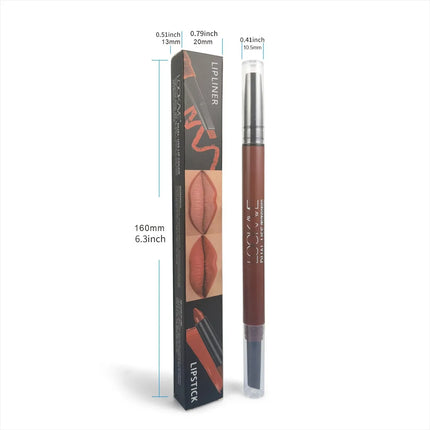 2-in-1 Lipstick & Liner Double Ended Matte Lipstick with Lip Liner, Waterproof & Long Lasting, Creamy Transfer-Proof Finish