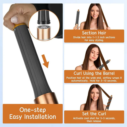 Professional 6IN1 1500W Multi-Functional Hair Styler Dry Straighten Curl with Brush Salon And Home Use Hairdryer