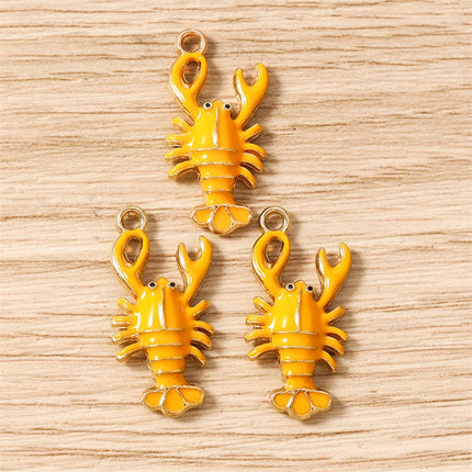 10pcs Cute Mix Marine Life Charms Enamel Starfish Lobster Crab Charms Pendants for Jewelry Making Necklaces Earrings DIY Gifts