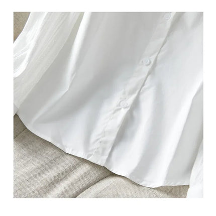 French Retro White Blouse: Floral Jacquard Notch Collar Oversized Shirt for Women, Korean Style Breathable Plus Size Top