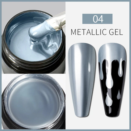 AWStorG 5ML Super Silver Metallic Gel Nail Polish Metal Effect Painting Gel Chromes Varnis Semi Permanent for Nail DIY