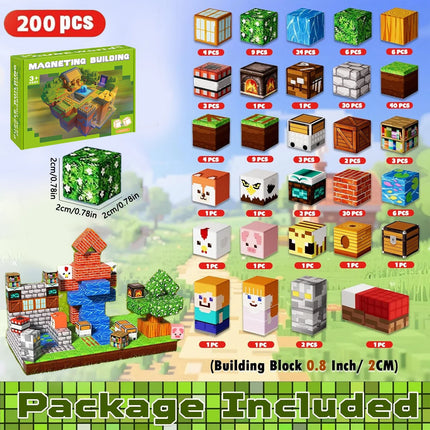 Magnetic Building Block Bricks Toy Stacking World STEM Mine Architectural Set Model DIY Educational Kids Gifts for Boy Girls
