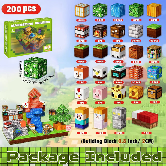 Magnetic Building Block Bricks Toy Stacking World STEM Mine Architectural Set Model DIY Educational Kids Gifts for Boy Girls