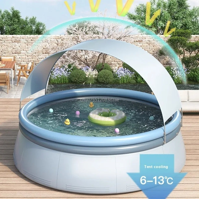 Summer Children Inflatable Toys Pool with Sunshade Tent Outdoor Water Party Inflatable Swimming Pool for Kids Adults No Air Pump