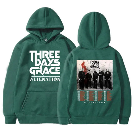 Three Days Grace Alienation Tour 2025 Hoodies Street Style Long Sleeve Cotton Sweatshirts for Women with Hat Print Design