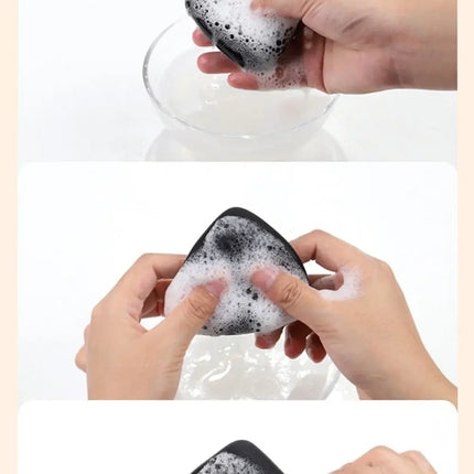 Black triangular makeup pad - Soft velvet cosmetic sponge for facial makeup. Beauty makeup sponge for applying foundation.