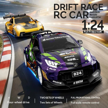 Gyro version SDSTAR RC Drift Car 1:24 Scale 4WD D24 Full Proportional Control Two Sets of Wheels Professional Remote Control Toy