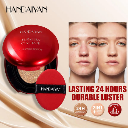 handaiyan Puff + Concealer Red Shell Foundation Natural Finish Brighten Skin Color Long Lasting Makeup Foundation
