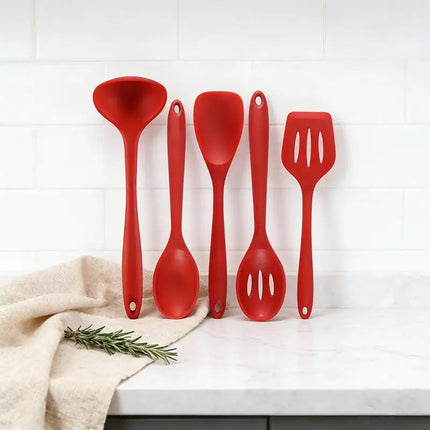 5pcs/set Silicone Kitchen Utensil Set With Non-Stick Pans Silicone Spatula Soup Spoon Cooking Tools For Kitchen