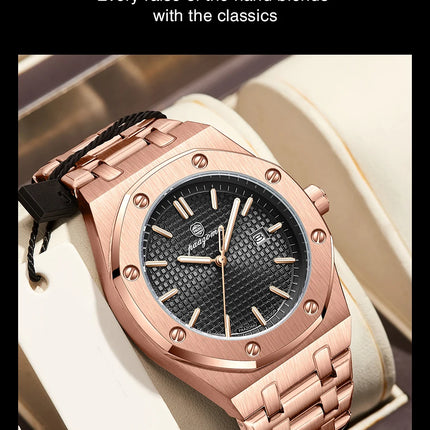 PAAZOMU Original Luxury Men's Watches Date Chronograph Stainless Steel Quartz Watch Waterproof Luminous Fashion Man Wristwatch