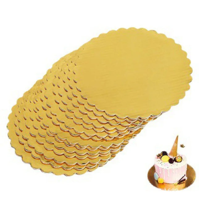 10pcs Golden Cake Boards, Round Cake Boards - 6, 8, 10, 12 Inch Cake Base Cardboard Set for Baking