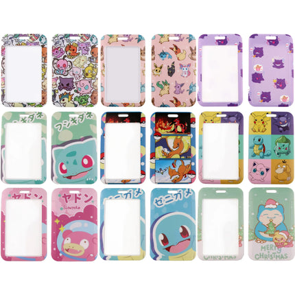 Potdemiel Pokemon Pikachu Cartoon PVC Card Cover Student Campus Hanging Neck Bag Card Holder Lanyard ID Card Holders key chain