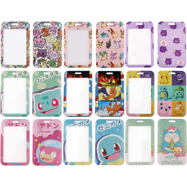 Potdemiel Pokemon Pikachu Cartoon PVC Card Cover Student Campus Hanging Neck Bag Card Holder Lanyard ID Card Holders key chain