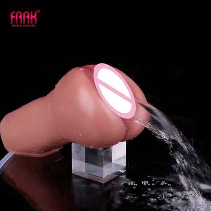 FAAK Soft Silicone Squirting Pocket Pussy Stroker Ejaculation Male Masturbator Realistic Vagina Clit  Anal Sex Toys For Men