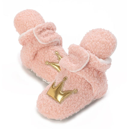 Fashionable Lamb Down Newborn Baby Girl Knitted Baby Soft Sole Shoes Toddler Shoes Warm and Non Slip First Walker
