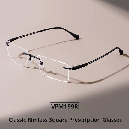 Ultralight Men Rimless Prescription Glasses Frameless Reading Computer Driving Blue Light Blocking Myopia Eyeglasses Progressive