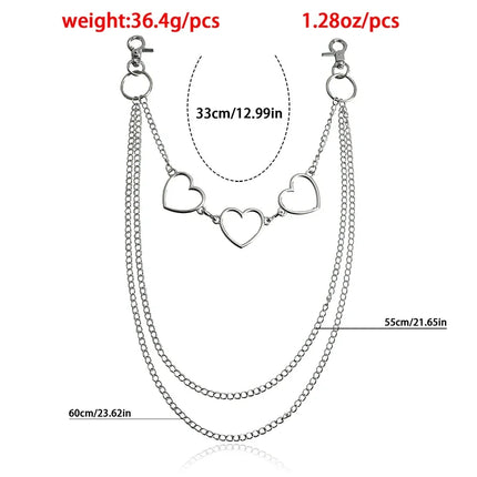 Punk Metal Cross Star Layered Chain Keychain For Women Men Waist Key Chain Wallet Jeans Hip-hop Pants Harajuku Belt Jewelry Gift