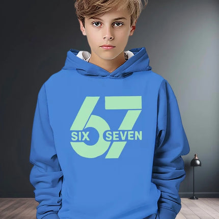 Fun Six Seven 6 7 Meme Design Hoodie for Kids Chaotic Humor Y2k Game Saying Tee Novelty Gift Boys Top Fashion Children's Clothes