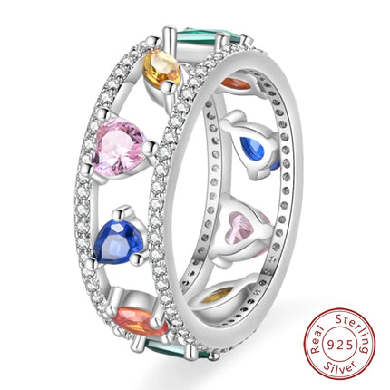 Rings For Women 100% 925 Sterling Silver Pink Heart Crown Star Moon Snowflake Zircon Rings Fashion Engagement Wedding Jewelry