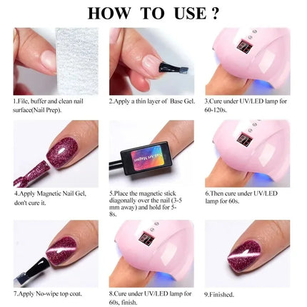 10ml Coloured Stone Magnetic Gel Nail Polish Glitter Semi Permanant Soak Off UV LED Gel Varnish For Manicure DIY Nail Supplies