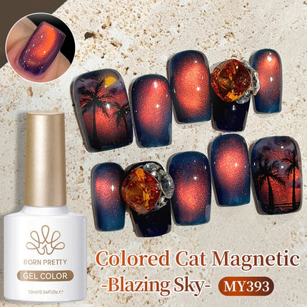 BORN PRETTY 10ml Blazing Sky Colored Cat Magnetic Gel Nail Polish Semi Permanent Soak Off UV Gel Manicure Nail Art Varnish