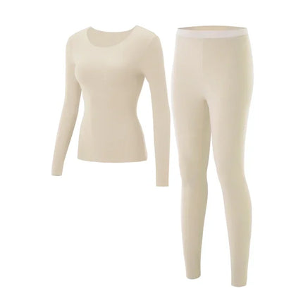 SUJIIN Women's Thermal Underwear Set Winter Round Neck Thermals Tops Ladies Long Johns Anti-Static Two Pieces Woman Sets WC050