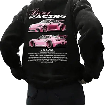 2025 Unisex Printed Hoodie Loose Drawstring Long Sleeve Letter Car Print High-Quality Comfortable Classic Retro Sportswear
