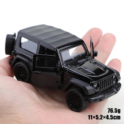 Packaged 1/43 New Alloy Jeep Wrangler Rubicon Pull-Back Off-Road Model, Three-Door Metal Model, Exquisite Gift for Children