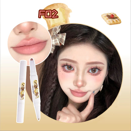 LEEMEMBER Lip Liner Bear Bakery Collection Lipstick Pencil Natural Coverage And Change Lip Color Double-Ended Lip Makeup