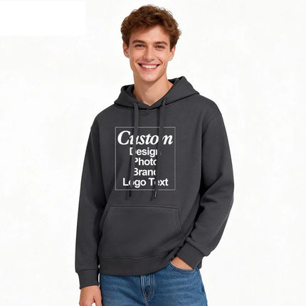 High Quality Custom Hoodie Cotton Sweatshirt Print Embroidery Brand Logo Text Photo Design Men Women Famliy Team Clothing 300g