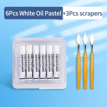 6/12 Pcs Artist Professional Painting Oil Pastel Stick Set White Color Soft Paint Graffiti Crayon Drawing Art Students Supplies