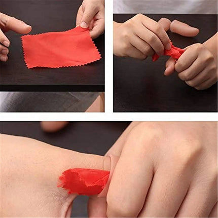 2pcs Finger Magic Trick Disappearing Silk Fake Thumb Tip Reality Magician Close Up Stage Show Prop Prank Toy Red Silk Magic Prop
