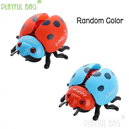 Electric Toys Kid Glowing Leash Pulling Seven Star Ladybug Walking Insect Beetle Light Music Boys Girls Fun Christmas Gift VG103