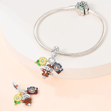 Autumn New 925 Sterling Silver Brown Maple Leaf Pumpkin Bee Charms Bead Fit 3mm 925 Original Bracelets DIY Jewelry Warm Gift