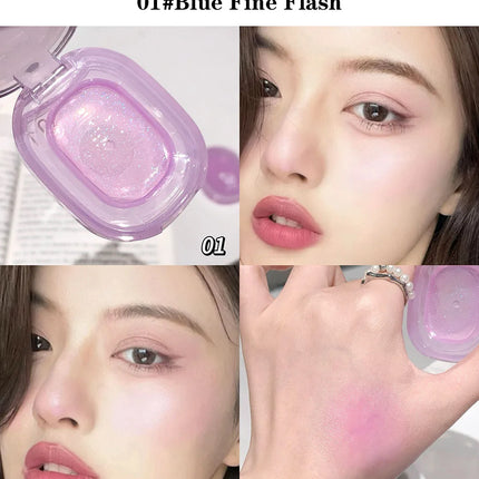 Jelly Fine Flash Blush Moisturizing Lip Cheek Dye Lip Gloss Long-lasting Brightening Natural Temperature Change Shimmer Blusher